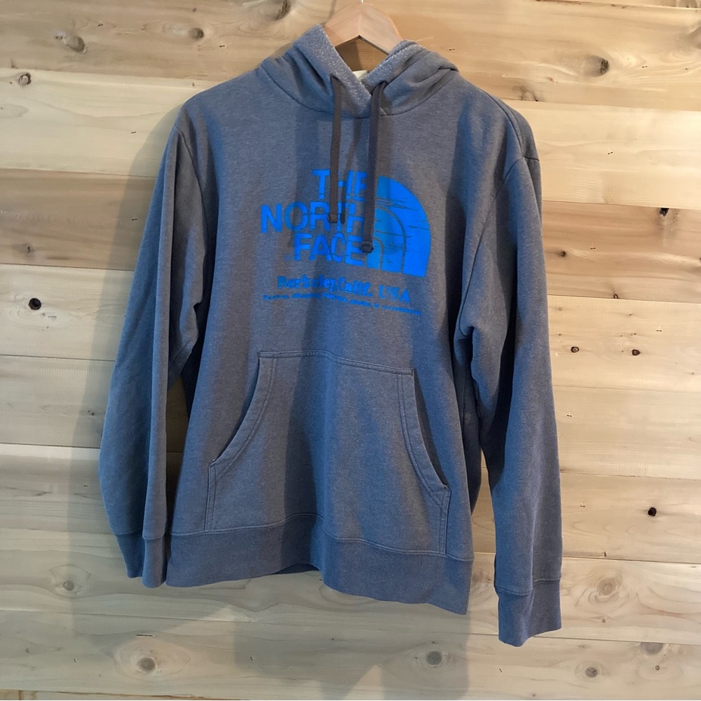 North Face grey hooded sweatshirt with front pocket